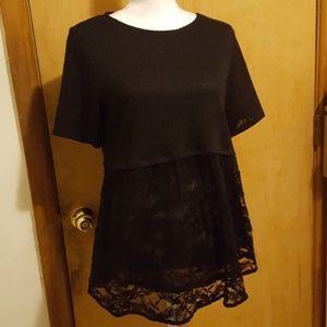 Knitted Black Lace Shirt